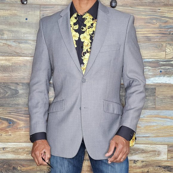 Giorgio Ferraro Super 120's Gray Double Vented Blazer Sport Jacket Size 40R - Picture 1 of 12
